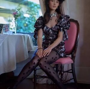 Selkie Poet Tuxedo 100% silk cat opera dress black pink floral Gothic slip
